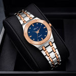 Shunya Premium Blue Dial with Rose Gold Bezel Fashion Wrist Watch for Ladies