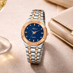 Shunya Premium Blue Dial with Rose Gold Bezel Fashion Wrist Watch for Ladies