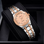 Shunya Luxury Peach Dial Diamond Studded Fashion Wrist Watch for Ladies