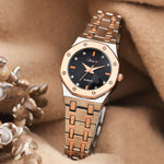 Shunya Black Round Dial Luxury Women's Quartz Analog Watch
