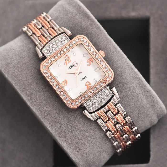 Shunya New Classic Attractive White Dial Diamond Watch for Women & Girls styled