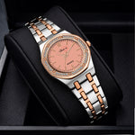 Shunya Elegant Pink & Rose Gold Dial Diamond Studded Analog Watch for Women