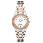 Shunya White Rose Gold Dial, Crystal Diamond Studded Bezel Luxury Gift Watch