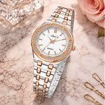 Shunya White Rose Gold Dial, Crystal Diamond Studded Bezel Luxury Gift Watch