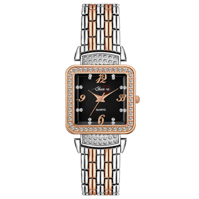 Shunya Black Stainless Steel Wrist Watch for Women, Stylish Belt Ladies Watch