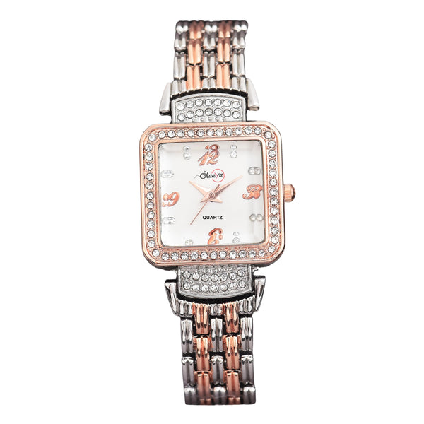 Shunya New Classic Attractive White Dial Diamond Watch for Women & Girls
