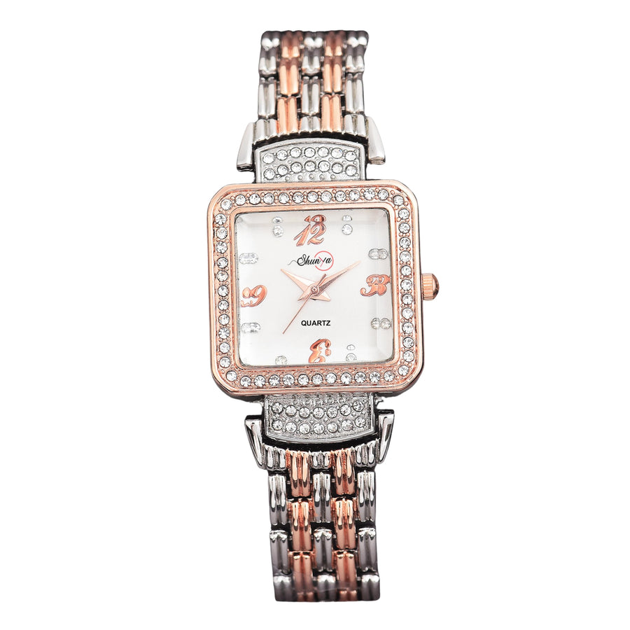 Shunya New Classic Attractive White Dial Diamond Watch for Women & Girls