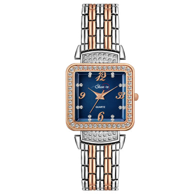 Shunya Luxury Designer Blue Dial with Crystal Studded Bezel Women's Watch