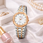 Shunya Premium White Dial Diamond Rose-Gold Analog Watch for Women & Girls