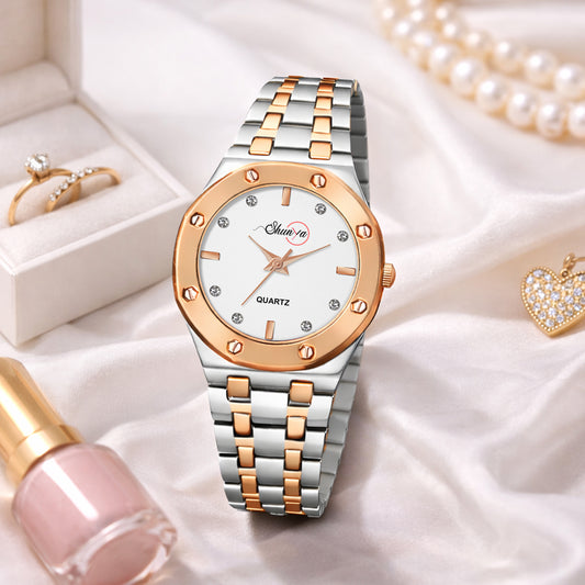 Classic Luxury White Round Dial Stylish Watches For Girl's & Woman