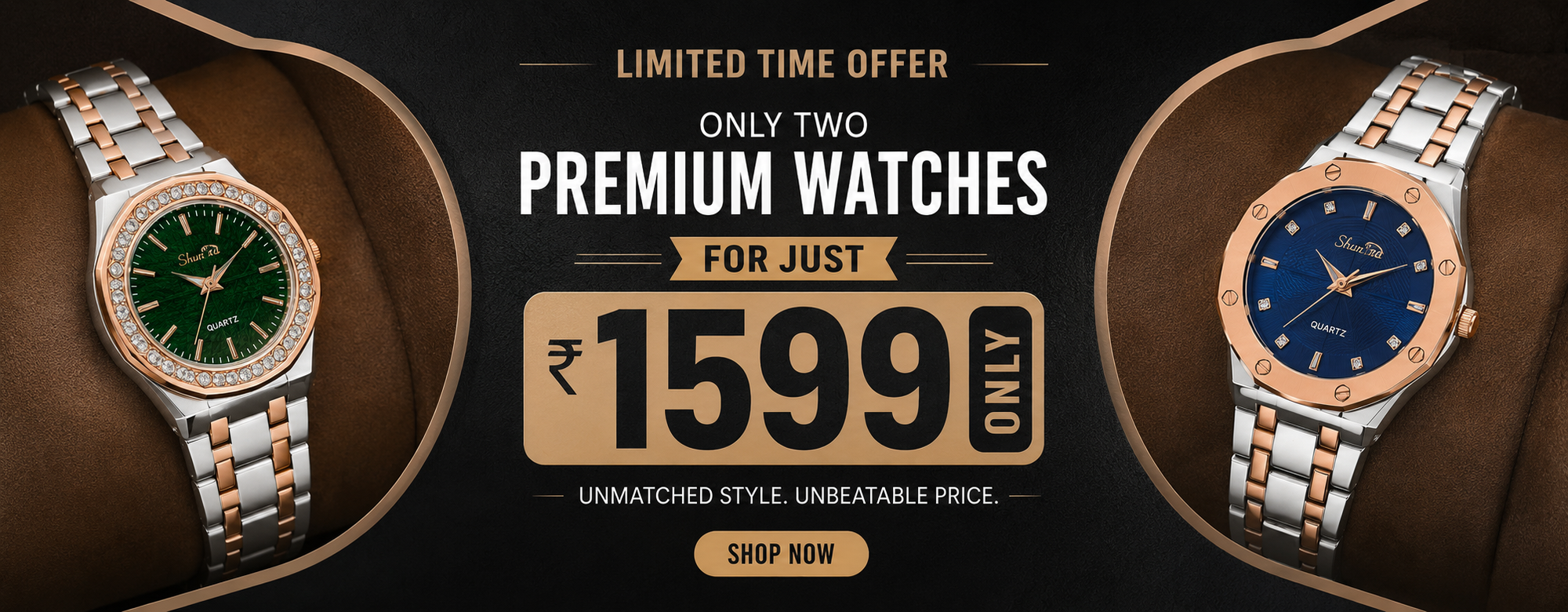 Shunya Watches — designer women's watch with crystal-studded bezel